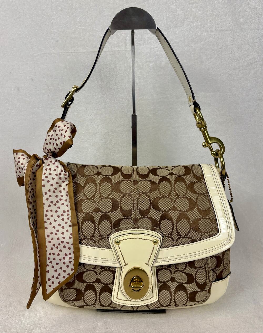 Coach Vintage Y2K Legacy Signature Slim Flap Shoulder Bag with Scarf